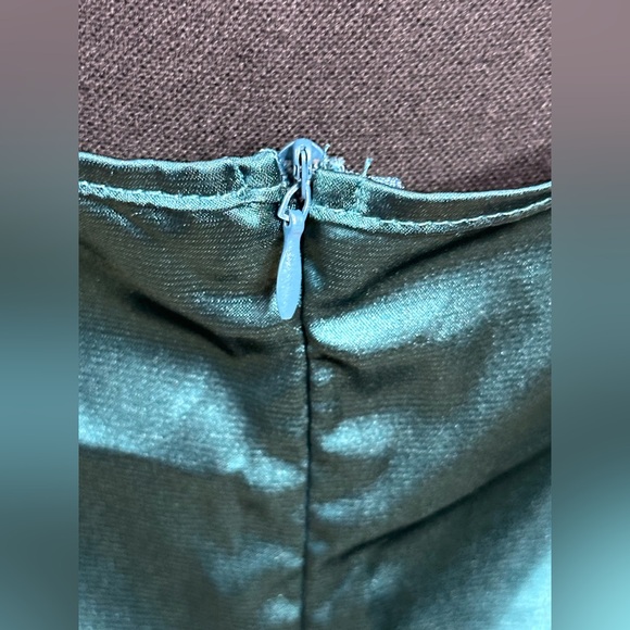 Ruched Draped Satin Dress with Side Slit - Picture 8 of 10